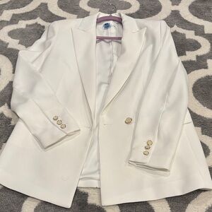 MNG Mango White Blazer with Gold Accents